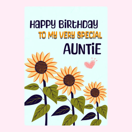 Sunflower Happy Birthday Auntie cake card design