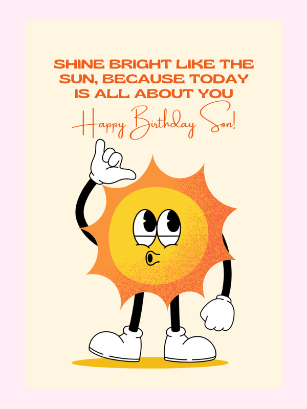 happy birthday son sunshine illustration card design
