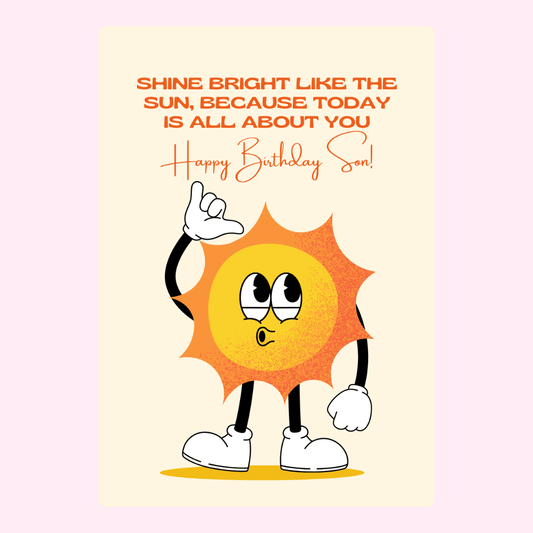 happy birthday son sunshine illustration card design