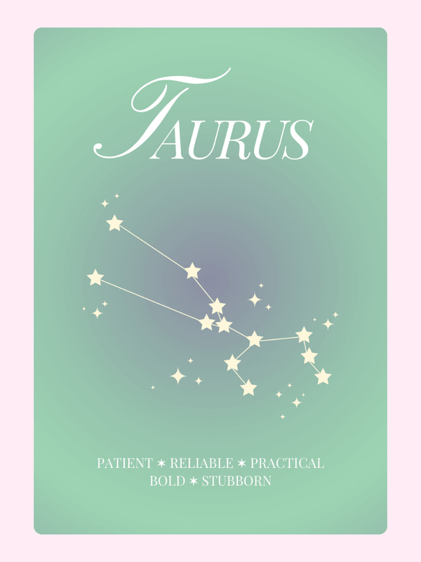 Taurus constellation zodiac birthday card