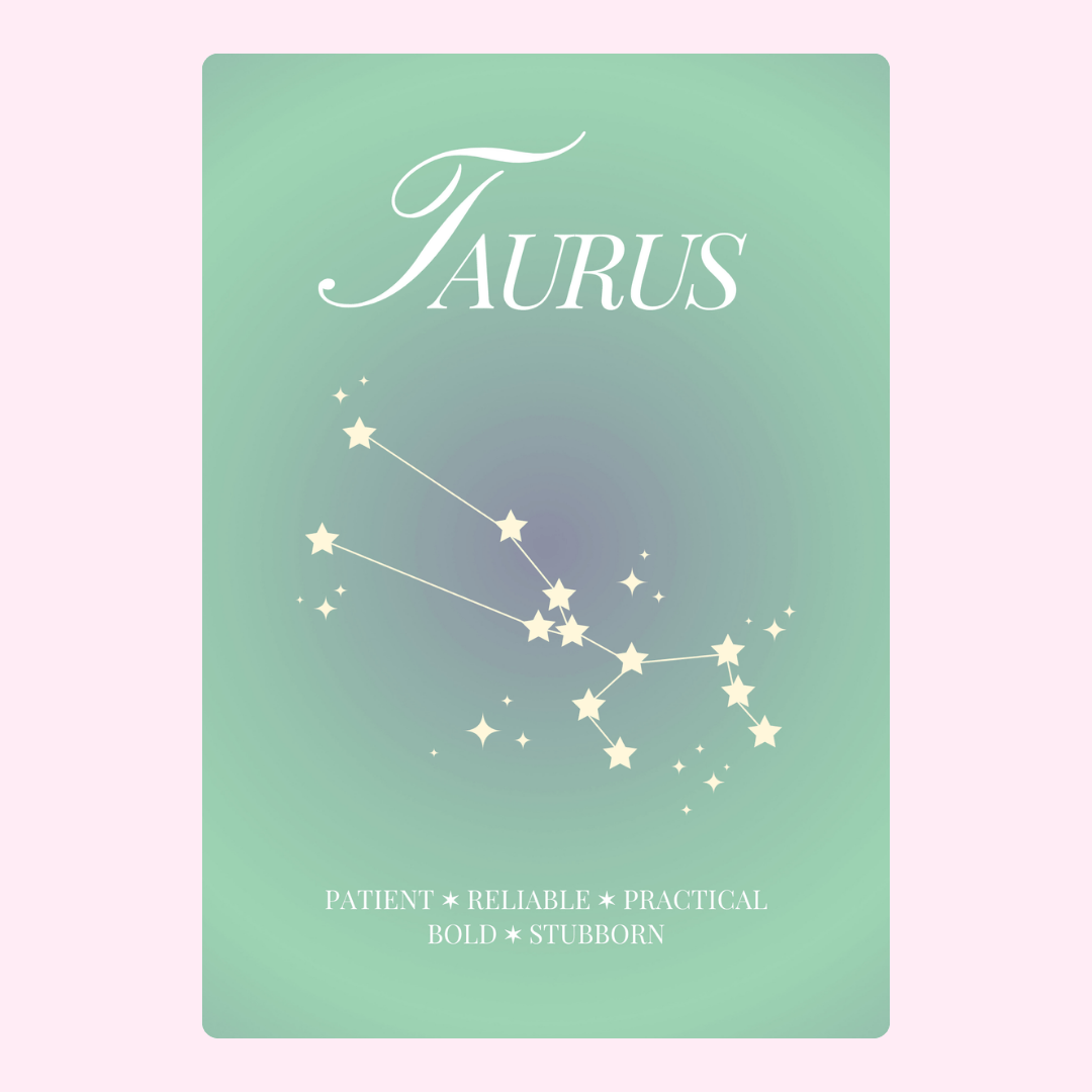 Taurus constellation zodiac birthday card