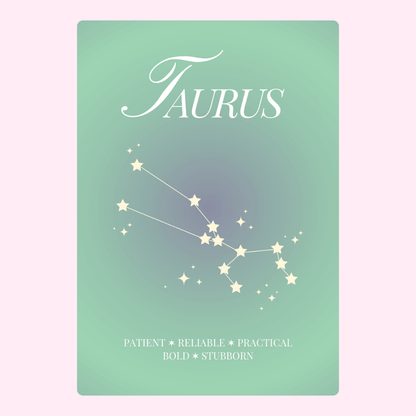 Taurus constellation zodiac birthday card