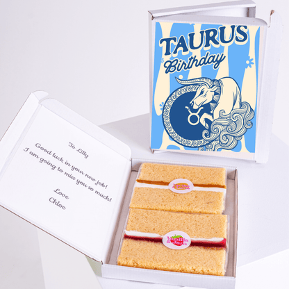 Taurus birthday cake gift box with vintage zodiac bull design
