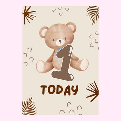 Cute teddy bear 1st birthday card with number one design