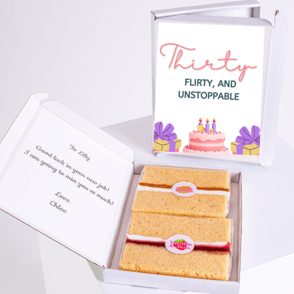 thirty flirty birthday cake card with sponge cake
