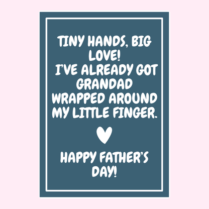 Tiny Hands Grandad Father’s Day cake card design