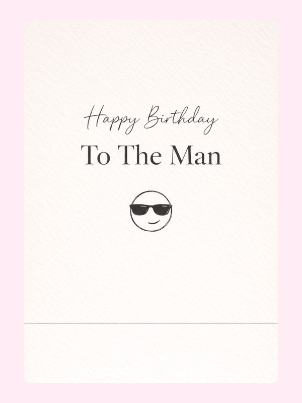 Happy birthday to the man card with sunglasses emoji
