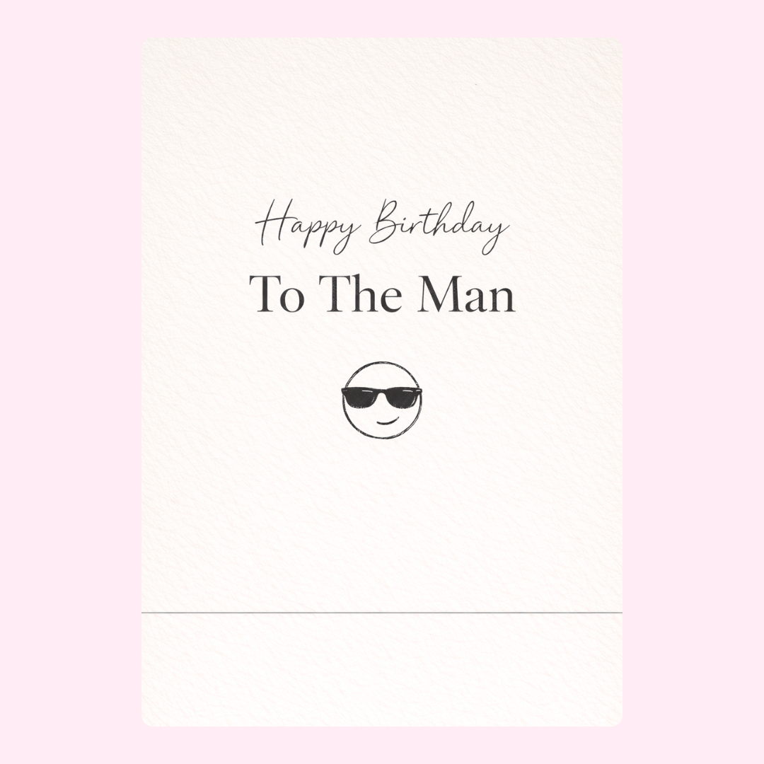Happy birthday to the man card with sunglasses emoji