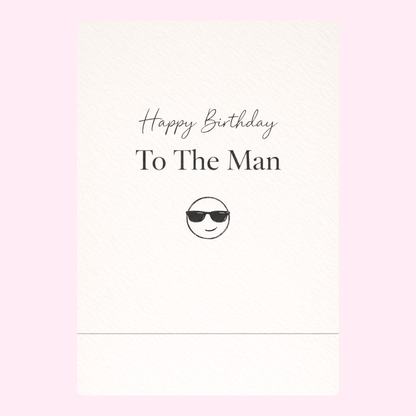 Happy birthday to the man card with sunglasses emoji