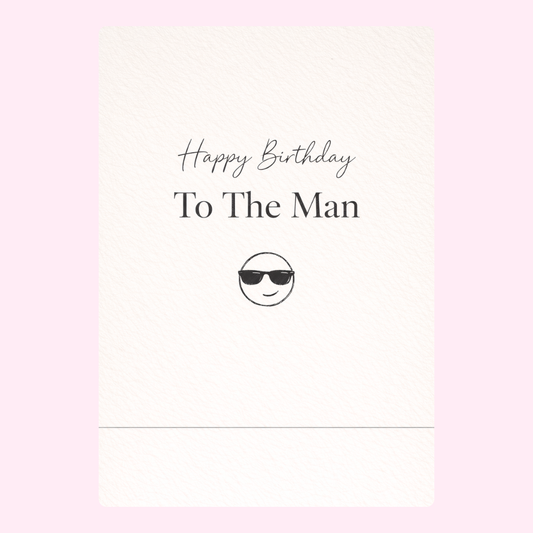 Happy birthday to the man card with sunglasses emoji