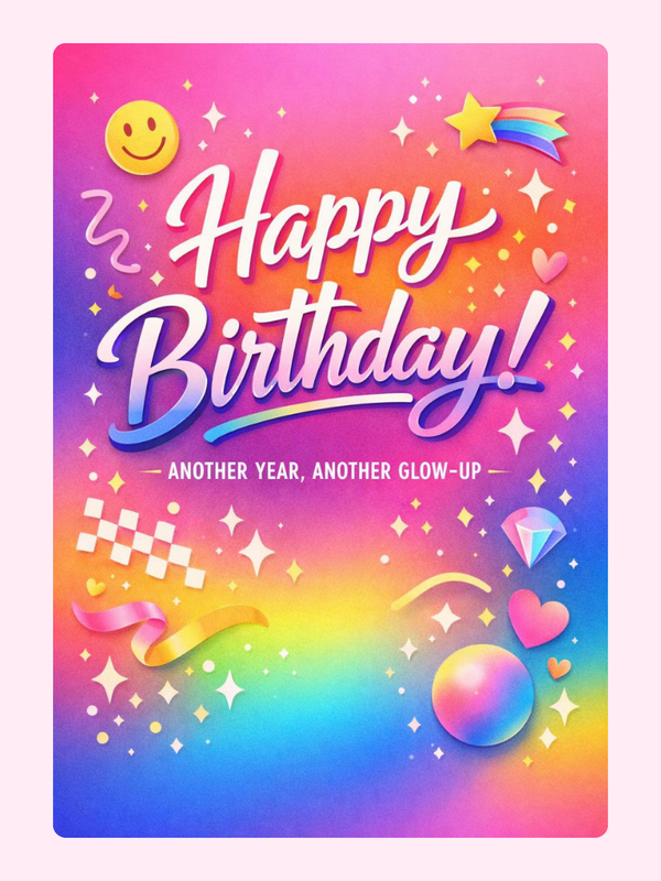 Vibrant rainbow happy birthday party card design