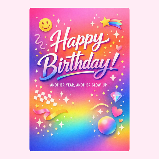 Vibrant rainbow happy birthday party card design