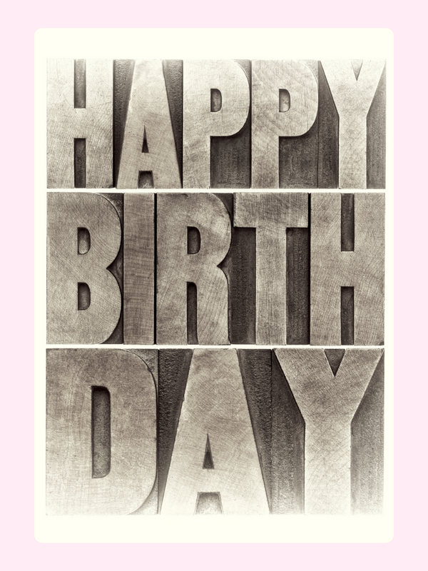 Vintage typography happy birthday card with textured letter design