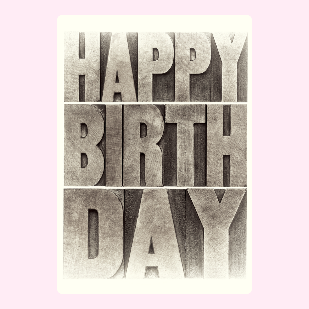 Vintage typography happy birthday card with textured letter design
