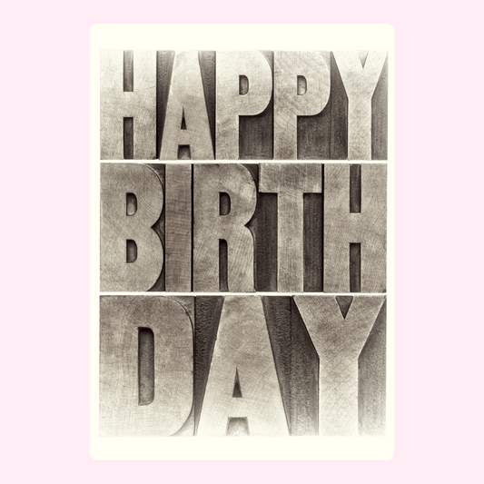 Vintage typography happy birthday card with textured letter design