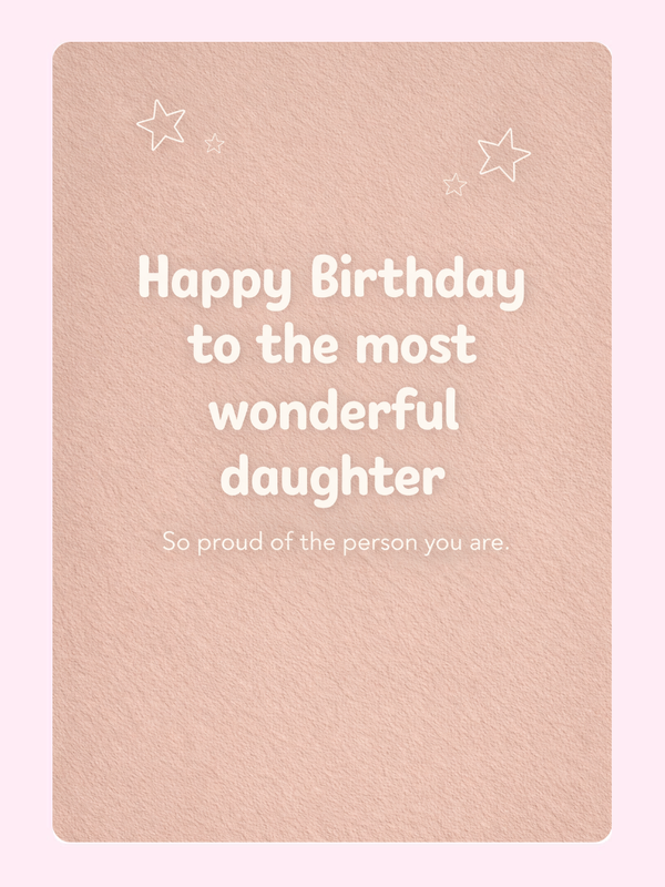 happy birthday to the most wonderful daughter card with stars