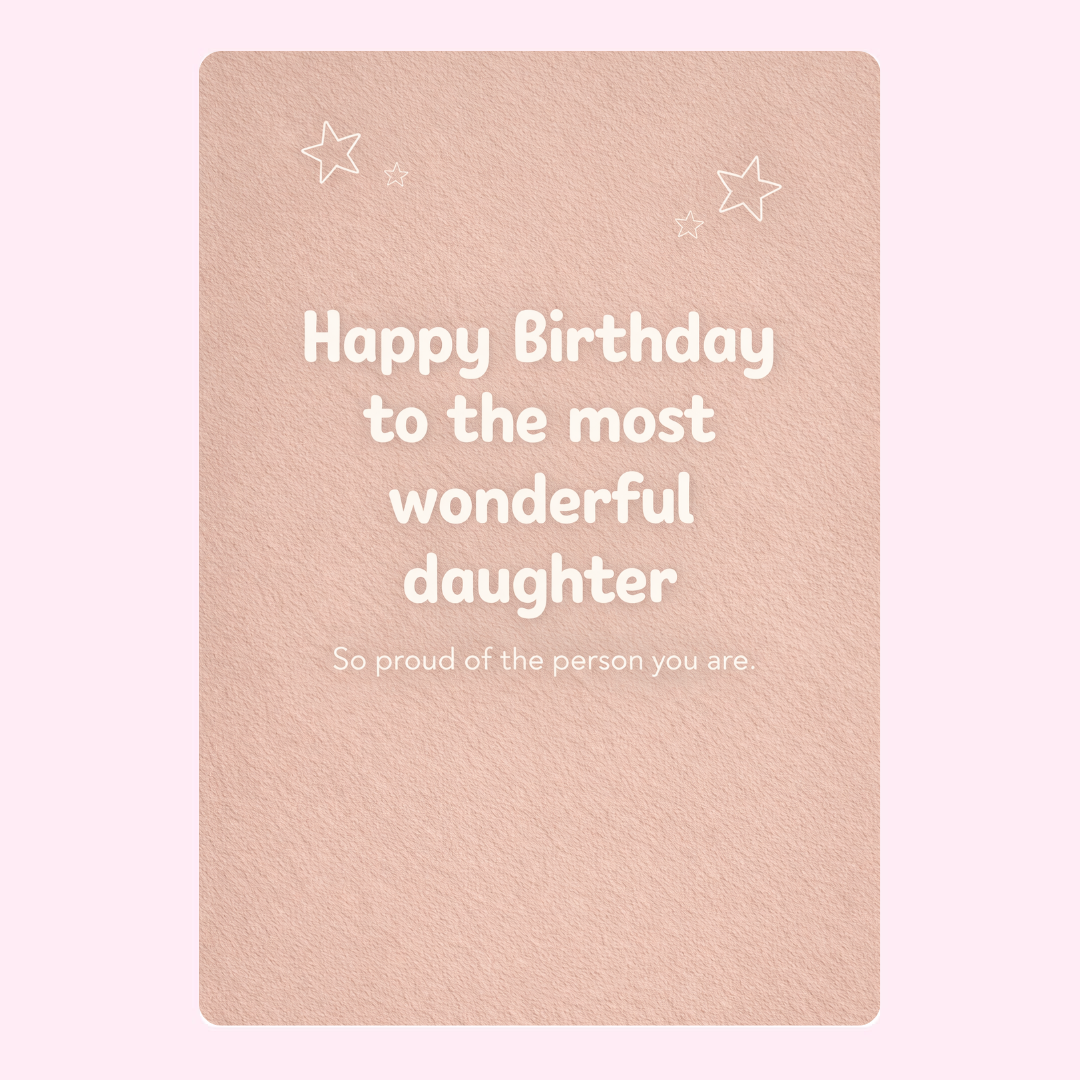 happy birthday to the most wonderful daughter card with stars