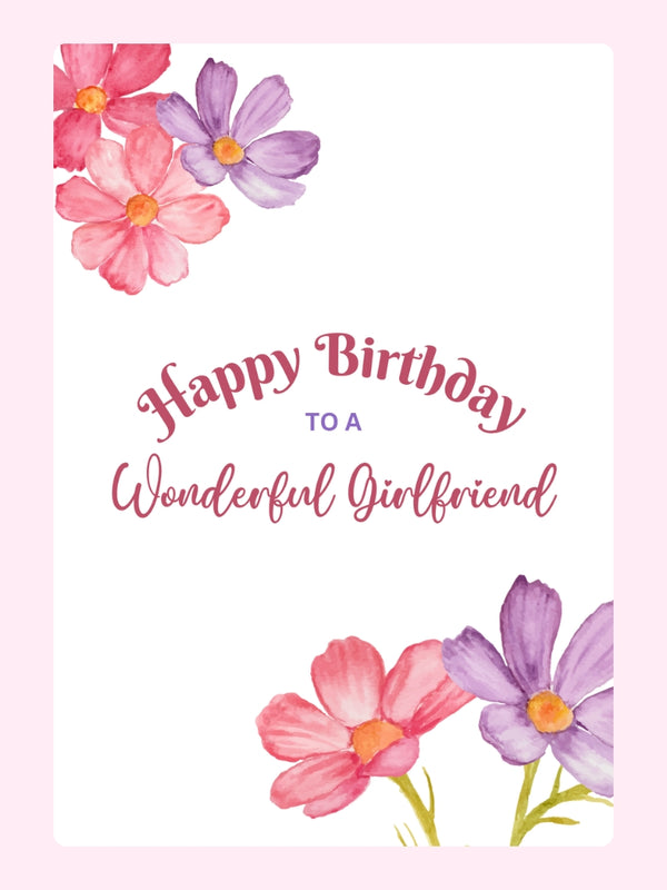 Happy Wonderful Girlfriend Birthday Cake Card