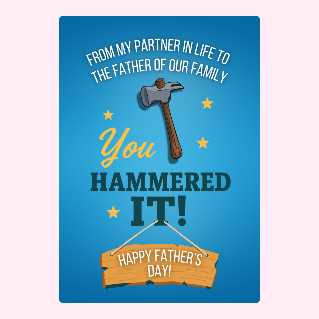 You Hammered It Father’s Day cake card design