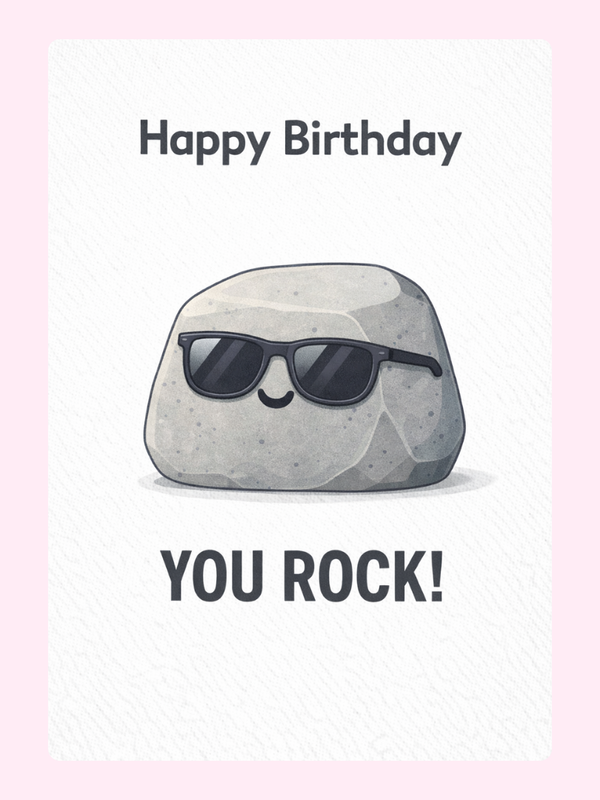 You rock funny birthday card with sunglasses rock